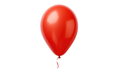 Red Balloon Floating in Air on White Background. On a White or Clear Surface PNG Transparent Background.