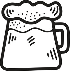 Hand Drawn Beer glasses and beer accessories in flat style