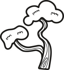 Hand Drawn Japanese and Chinese style bonsai trees in flat style