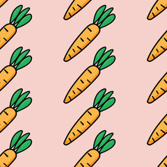 Carrots doodle style seamless pattern background