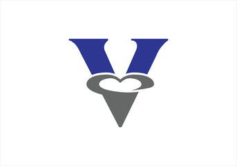 Letter V Love Logo Design, Brand Identity logos vector, modern logo, Logo Designs Vector Illustration Template