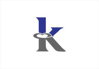 Letter K Love Logo Design, Brand Identity logos vector, modern logo, Logo Designs Vector Illustration Template