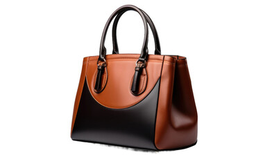 Naklejka premium Brown and Black Handbag on White Background. On a White or Clear Surface PNG Transparent Background.