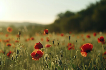 Fototapeta premium poppy field in summer