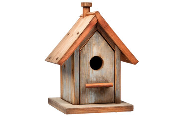 Obraz na płótnie Canvas A Wooden Birdhouse With a Brown Roof. On a White or Clear Surface PNG Transparent Background.