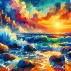 Deurstickers Sea landscape with digital art style © rodoo