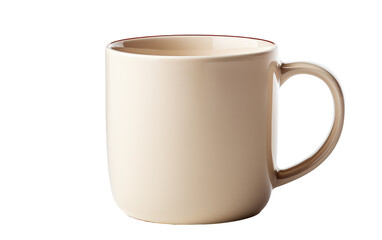 White Coffee Cup With Brown Rim. On a White or Clear Surface PNG Transparent Background.