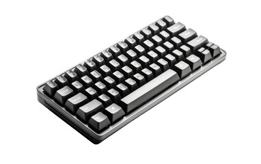 Black and White Computer Keyboard on White Background. On a White or Clear Surface PNG Transparent Background.