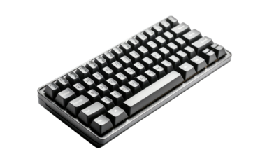 Black and White Computer Keyboard on White Background. On a White or Clear Surface PNG Transparent Background.