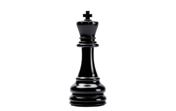 Black Chess Piece on White Background. On a White or Clear Surface PNG Transparent Background.