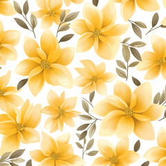 Fototapeta na wymiar Beautiful Yellow Flower Pattern Design On White Background