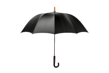Black Umbrella Open on White Background. On a White or Clear Surface PNG Transparent Background.