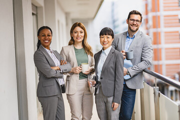 Portrait of a diverse business team on a coffee break