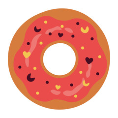 Sweet Donut Illustration in Cartoon Style. Isolated Vector.