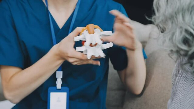 Doctor with human Pancreatitis anatomy model with Pancreas, Gallbladder, Bile Duct, Duodenum, Small intestine. Pancreatic cancer, Acute and Chronic pancreatitis, Digestive system and Health concept