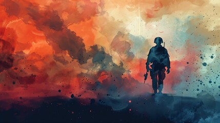 Obraz premium Guerre, paix, conflit, dessin coloré façon aquarelle, ia générative
