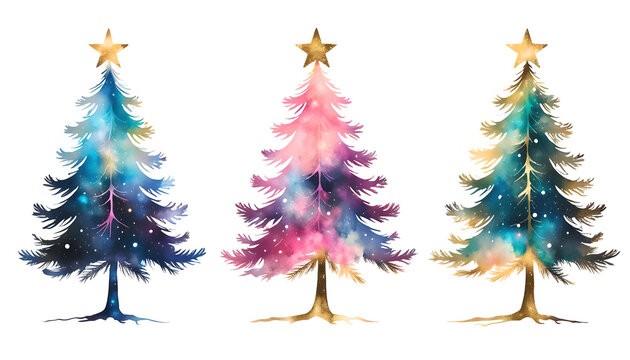 Beautiful christmas trees with copy space