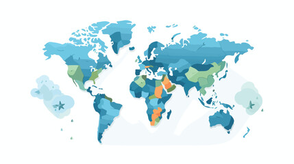 Fototapeta na wymiar A World Map and Globe Detail Illustration flat vector
