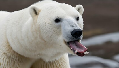 A Polar Bear With Its Tongue Licking Its Lips Sav