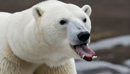 Fotobehang A Polar Bear With Its Tongue Licking Its Lips Sav © Tahreem