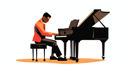 African american jazz musician on a piano on a white