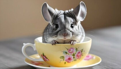 A Chinchilla Sitting In A Teacup