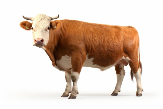 Adorable cow isolated on white background, perfect for farm animal concept or agriculture designs
