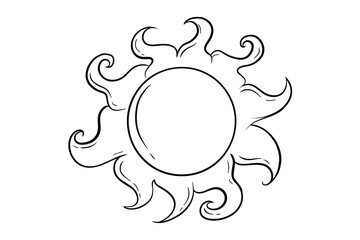 Hand Drawn Vector Sun Isolated on White Background Creative Doodle Style Outline Sun Rays. Cool Hand Drawn Cartoon Sun. Summer Time Design Element. Vector Sun Sticker Design for Website or Print