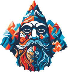 Vector ornamental traditional decorative ethnic mountains illustration. Abstract historical mythology whimsical mountain logo. Good for print or tattoo