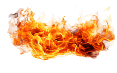 Close Up of a Fire on a White Background. On a White or Clear Surface PNG Transparent Background.