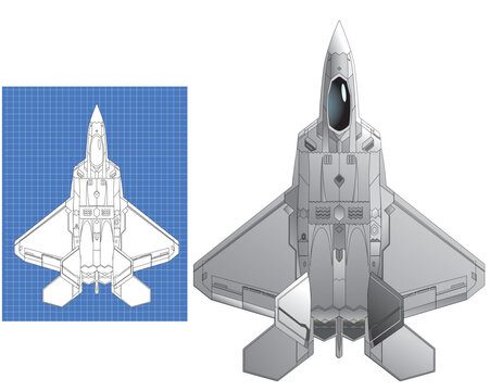 F-22 fighter plane vector draw object cartoon