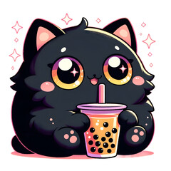 Cat Boba Tea Bubble Tea Anime Kawaii Neko Ai Generated
