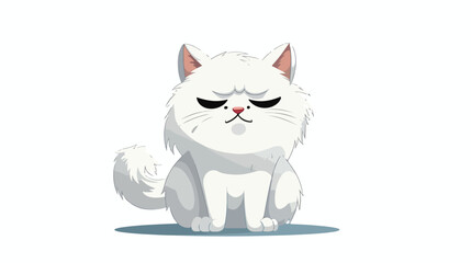 Cartoon crying cat flat vector isolated on white background