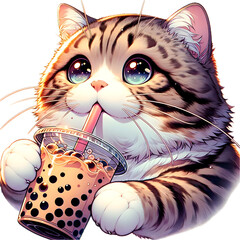 Cat Boba Tea Bubble Tea Anime Kawaii Neko Ai Generated