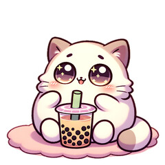 Cat Boba Tea Bubble Tea Anime Kawaii Neko Ai Generated
