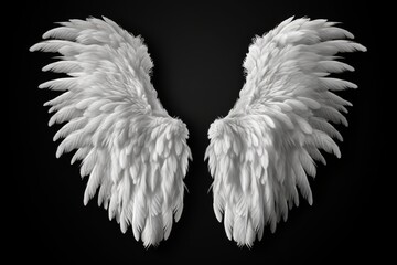 Fantasy angel wings isolated on black background for fashion design, cosplay, and dress up parties
