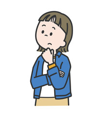 考える若い女性のイラスト