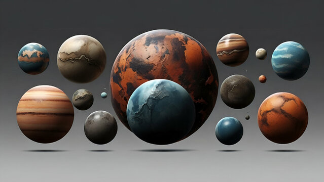 Planets of the solar system, 3d render isolated on white background. Mercury, Venus, Earth, Mars, Jupiter, Saturn, Uranus, Neptune generative by ai...