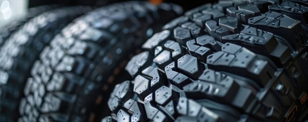 Close-up of a textured tire tread