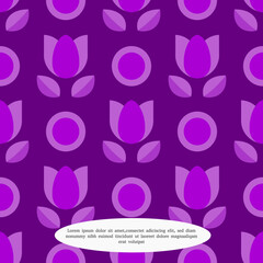 cute geometric purple tulips seamless pattern