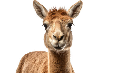 Obraz premium Close-Up of Llama Looking at Camera. On a White or Clear Surface PNG Transparent Background.