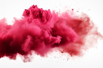 Red fog smoke color isolated special effect abstract dust explosion on white background