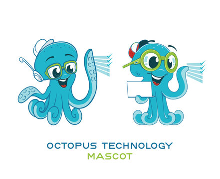 Octopus mascot technology logo