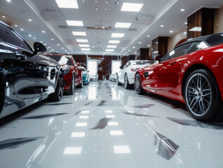 Interior modern cars in showroom, Car for sale 