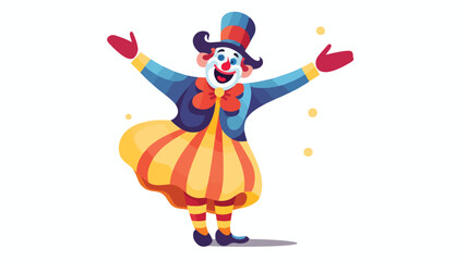 Clown waving cartoon illustration flat vector 