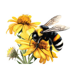 Bumblebee On Flower clipart 