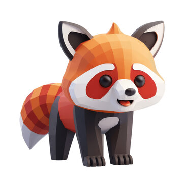 Stylized cartoon red panda with a cheerful expression isolated on a transparent background