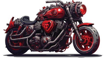 Diesel punk robot techno heart. engine with pipes 