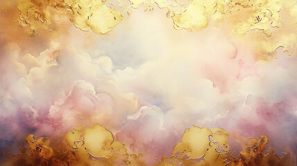 Abstract golden cloudy watercolor background in grunge style - obrazy, fototapety, plakaty