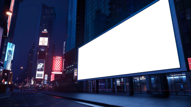 customizable Times Square billboard for advertising presentation mockup in New York City environment, night view 